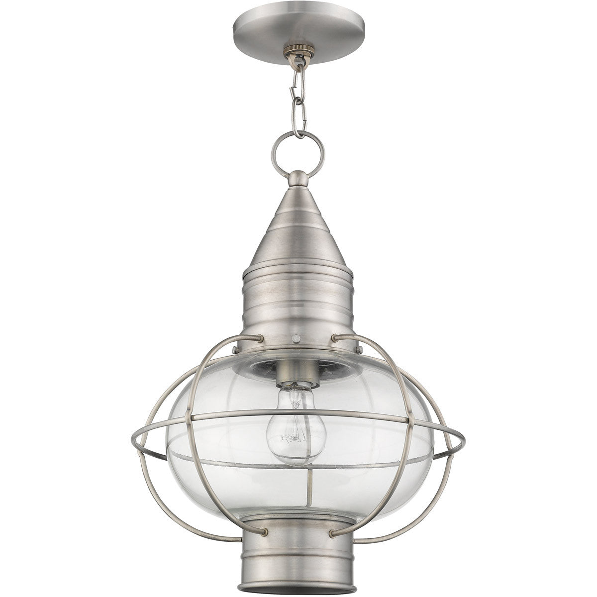 Livex Lighting Newburyport Collection 1 Light BN Outdoor Chain Lantern in Brushed Nickel 26906-91