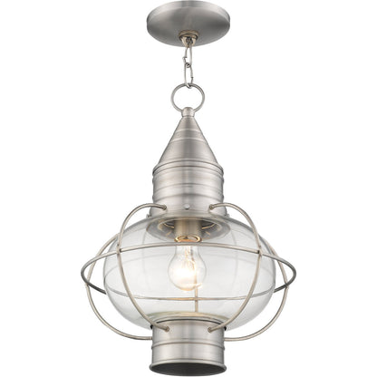 Livex Lighting Newburyport Collection 1 Light BN Outdoor Chain Lantern in Brushed Nickel 26906-91