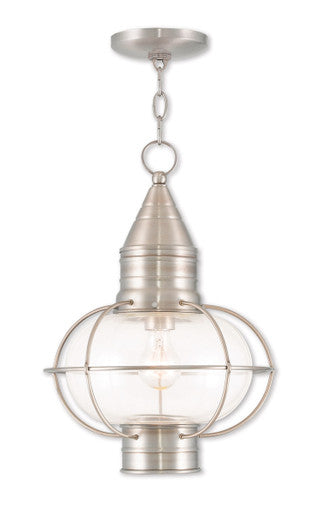 Livex Lighting Newburyport Collection 1 Light BN Outdoor Chain Lantern in Brushed Nickel 26906-91