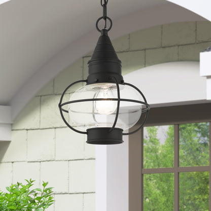 Livex Lighting Newburyport Collection  1 Light Black Outdoor Pendant Lantern in Black 26910-04