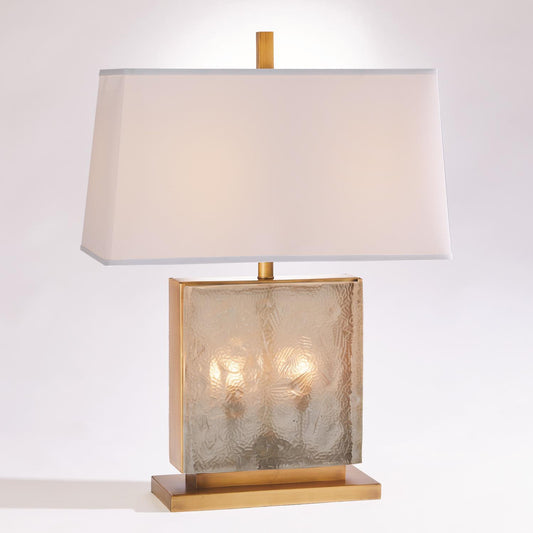 Global Views Cube Slab Table Lamp Antique Brass 7.91074