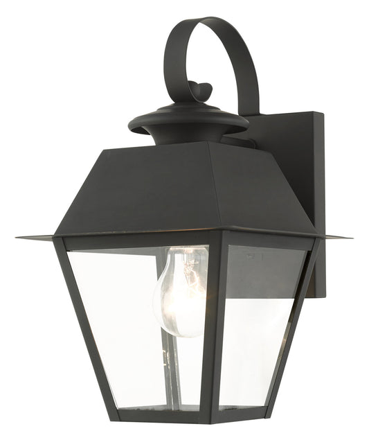 Livex Lighting Wentworth Collection  1 Light Black Outdoor Wall Lantern in Black with Brushed Nickel Finish Cluster 27212-04