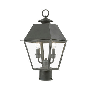 Livex Lighting Wentworth Collection  2 Light Charcoal Outdoor Medium Post Top Lantern in Charcoal 27216-61