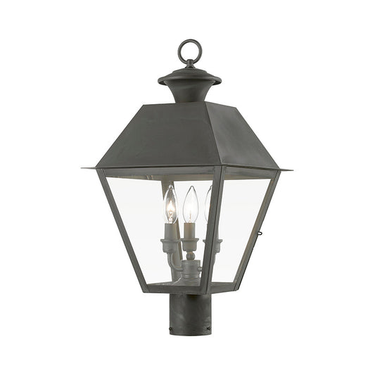 Livex Lighting Wentworth Collection  3 Light Charcoal Outdoor Large Post Top Lantern in Charcoal 27219-61