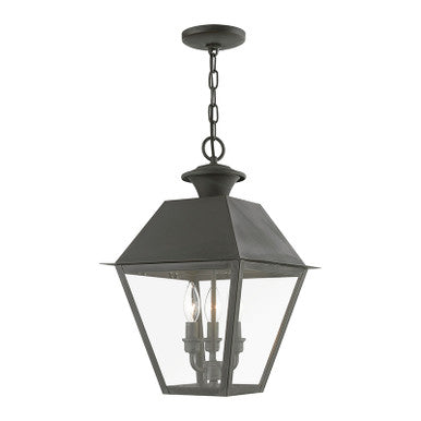 Livex Lighting Wentworth Collection  3 Light Charcoal Outdoor Large Pendant Lantern in Charcoal 27220-61