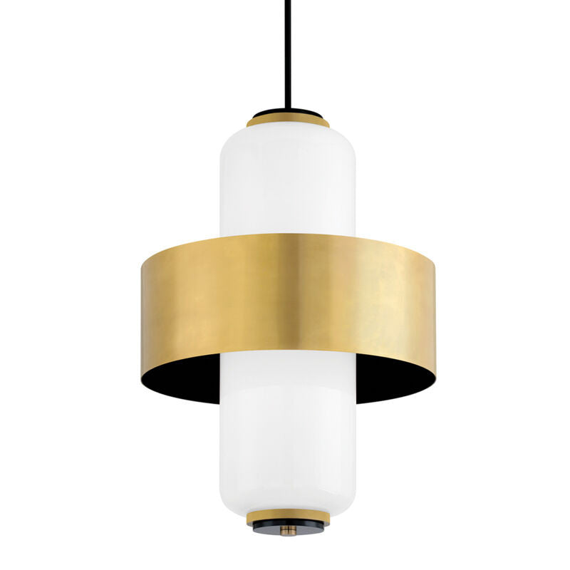 Corbett Lighting Melrose Pendant in Vintage Brass/Soft Black 275-46-VB/SBK