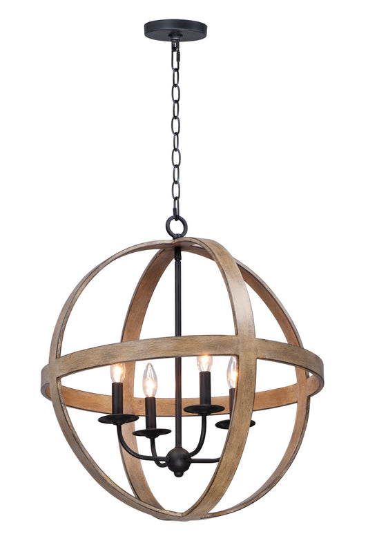 Maxim Compass 4-Light Pendant in Barn Wood / Black 27574BWBK