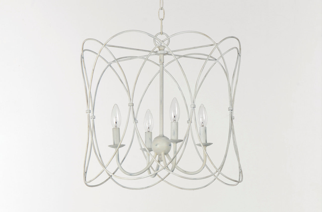 Maxim Trellis 4-Light Chandelier in Weathered White 27594WWT