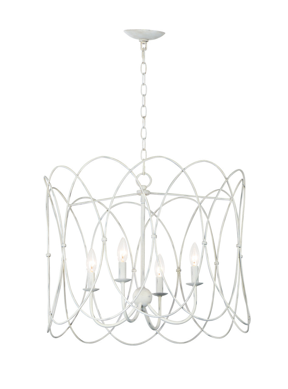 Maxim Trellis 4-Light Chandelier in Weathered White 27594WWT