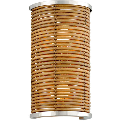 Corbett Lighting Carayes Wall Sconce in Natural Rattan Stainless Steel 277-12