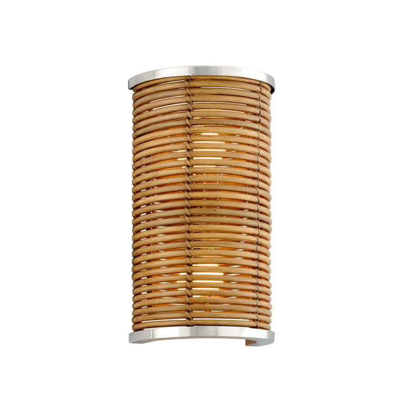 Corbett Lighting Carayes Wall Sconce in Natural Rattan Stainless Steel 277-12