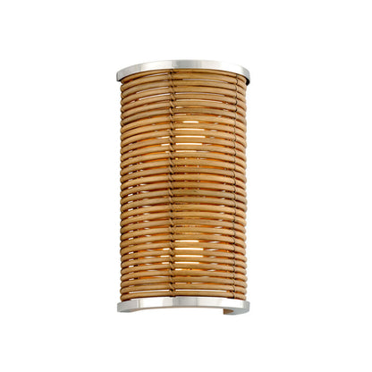 Corbett Lighting Carayes Wall Sconce in Natural Rattan Stainless Steel 277-12