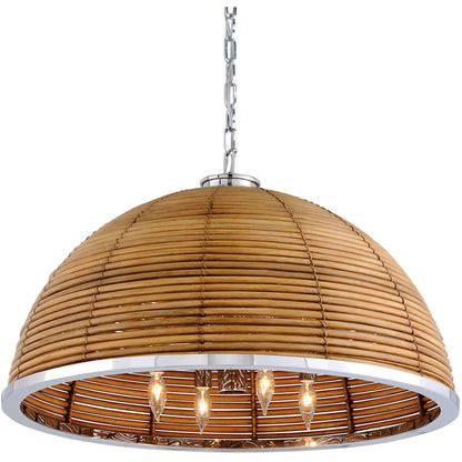 Corbett Lighting Carayes Chandelier in Natural Rattan Stainless Steel 277-48