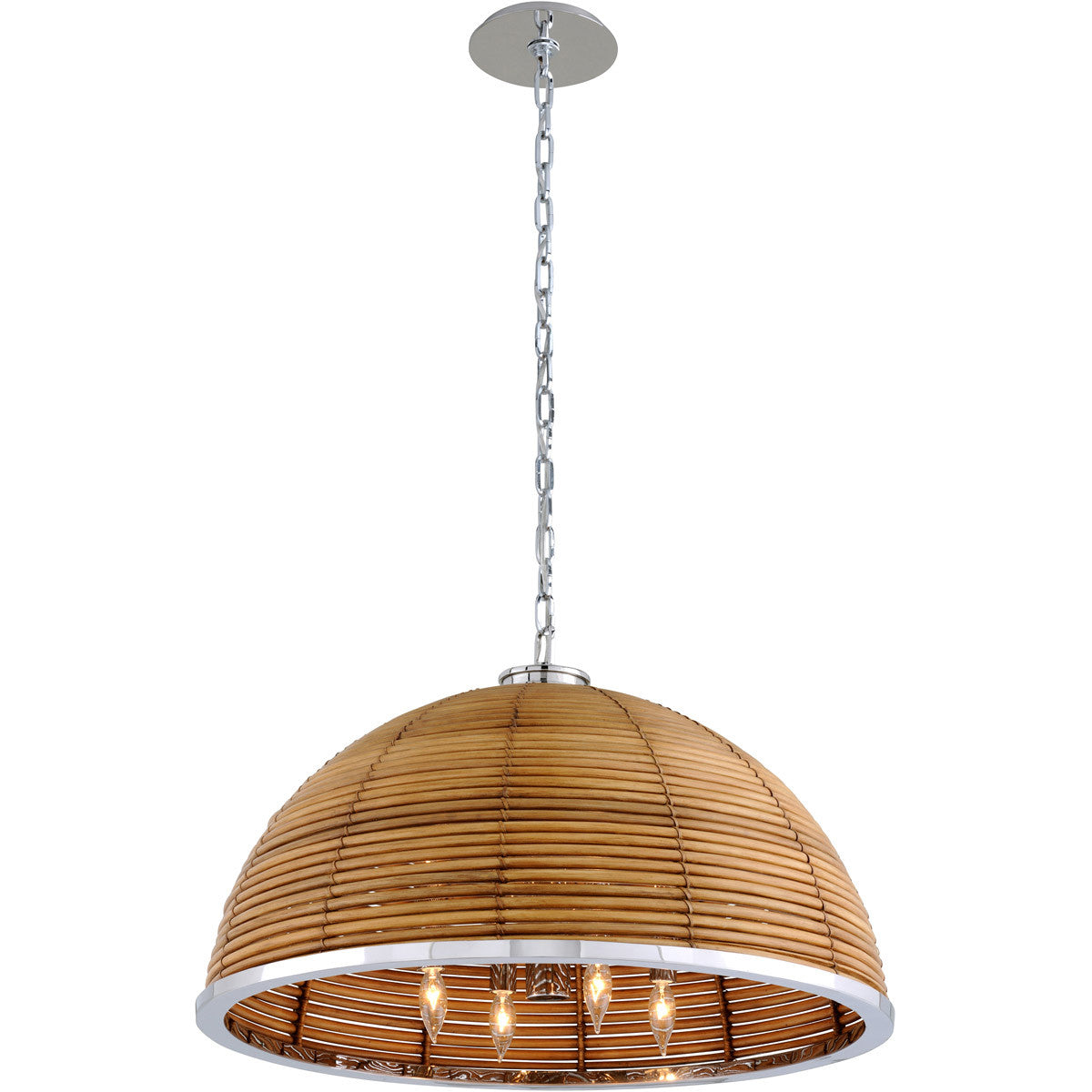 Corbett Lighting Carayes Chandelier in Natural Rattan Stainless Steel 277-48