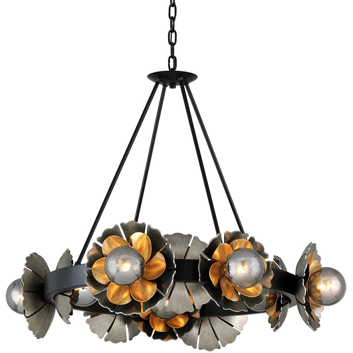 Corbett Lighting Magic Garden Chandelier in Black Graphite Bronze Leaf 278-010