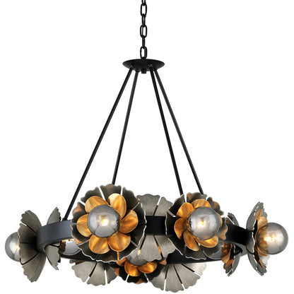 Corbett Lighting Magic Garden Chandelier in Black Graphite Bronze Leaf 278-010