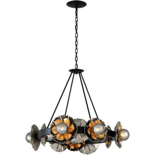 Corbett Lighting Magic Garden Chandelier in Black Graphite Bronze Leaf 278-010