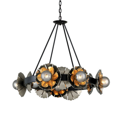 Corbett Lighting Magic Garden Chandelier in Black Graphite Bronze Leaf 278-010