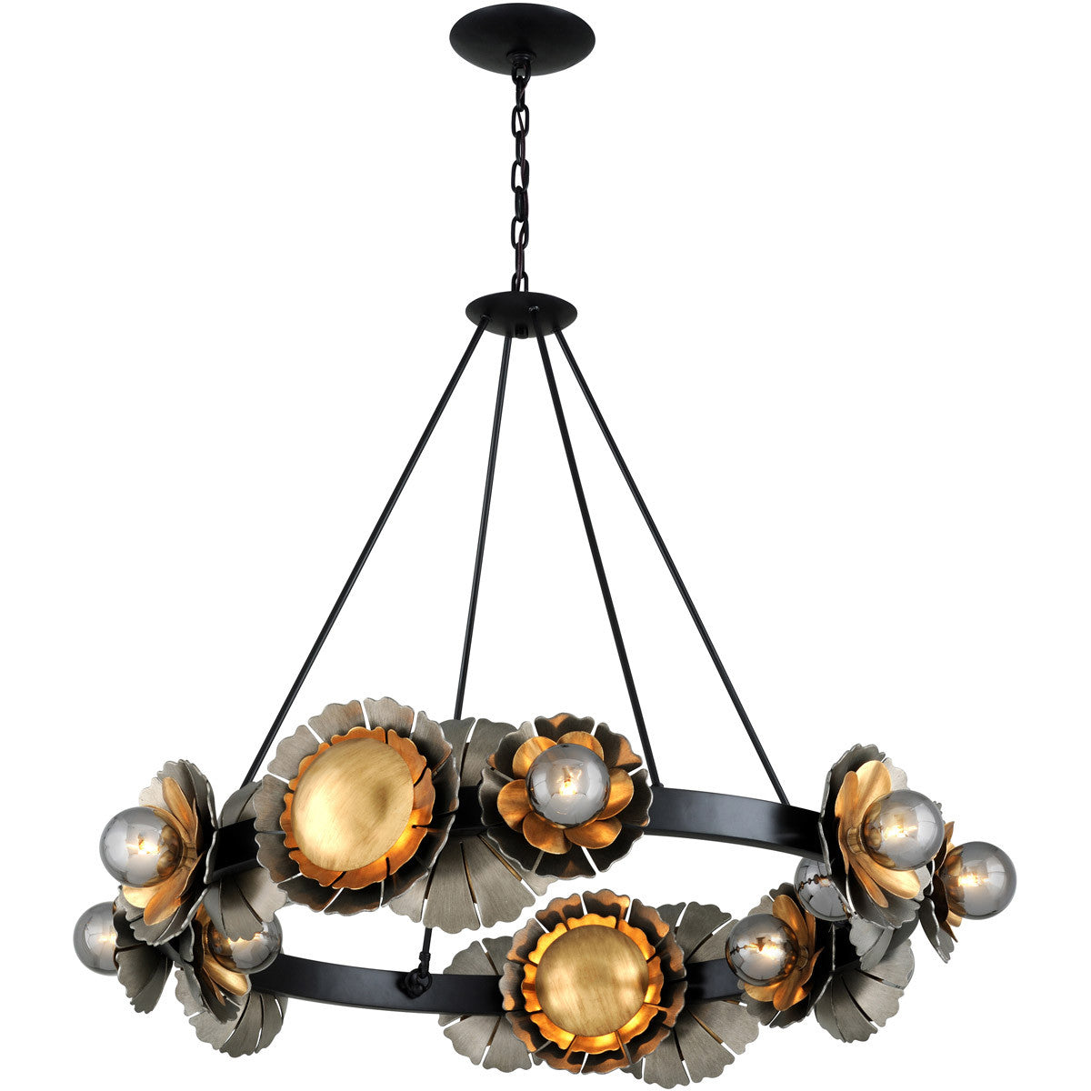 Corbett Lighting Magic Garden Chandelier in Black Graphite Bronze Leaf 278-016