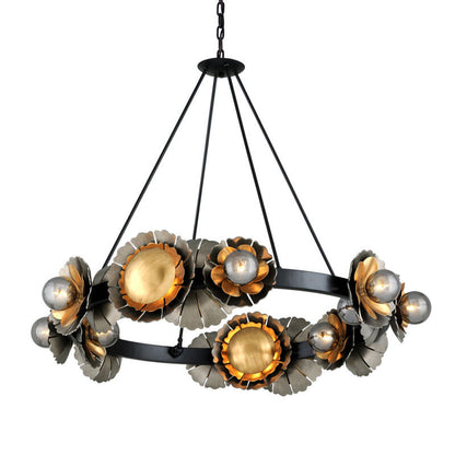 Corbett Lighting Magic Garden Chandelier in Black Graphite Bronze Leaf 278-016