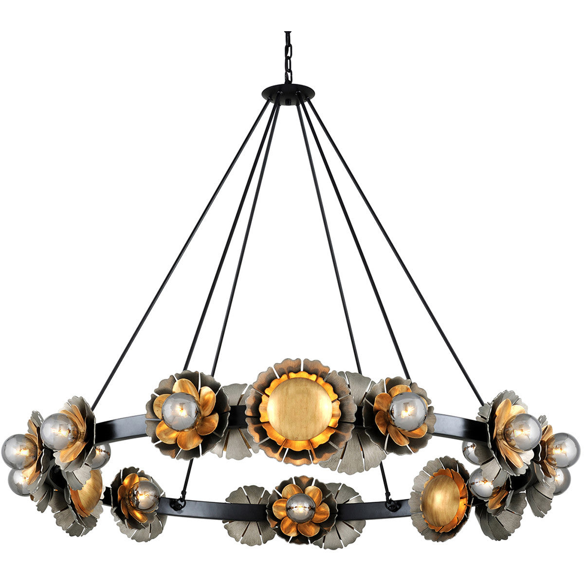 Corbett Lighting Magic Garden Chandelier in Black Graphite Bronze Leaf 278-024