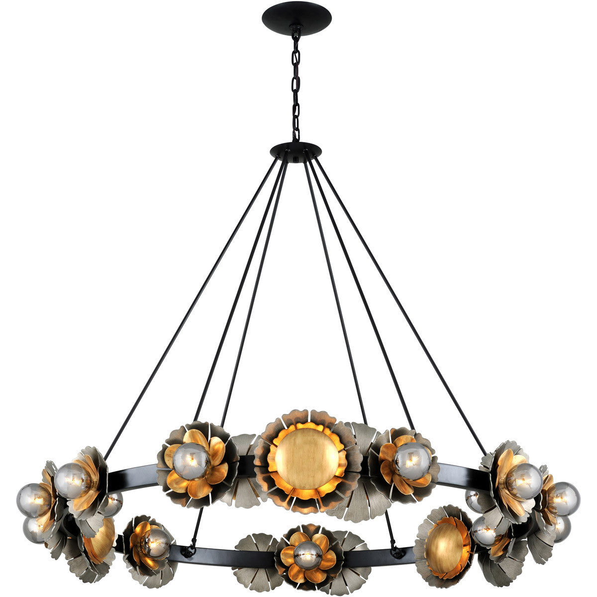 Corbett Lighting Magic Garden Chandelier in Black Graphite Bronze Leaf 278-024