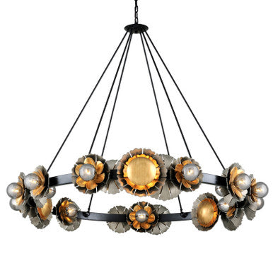 Corbett Lighting Magic Garden Chandelier in Black Graphite Bronze Leaf 278-024