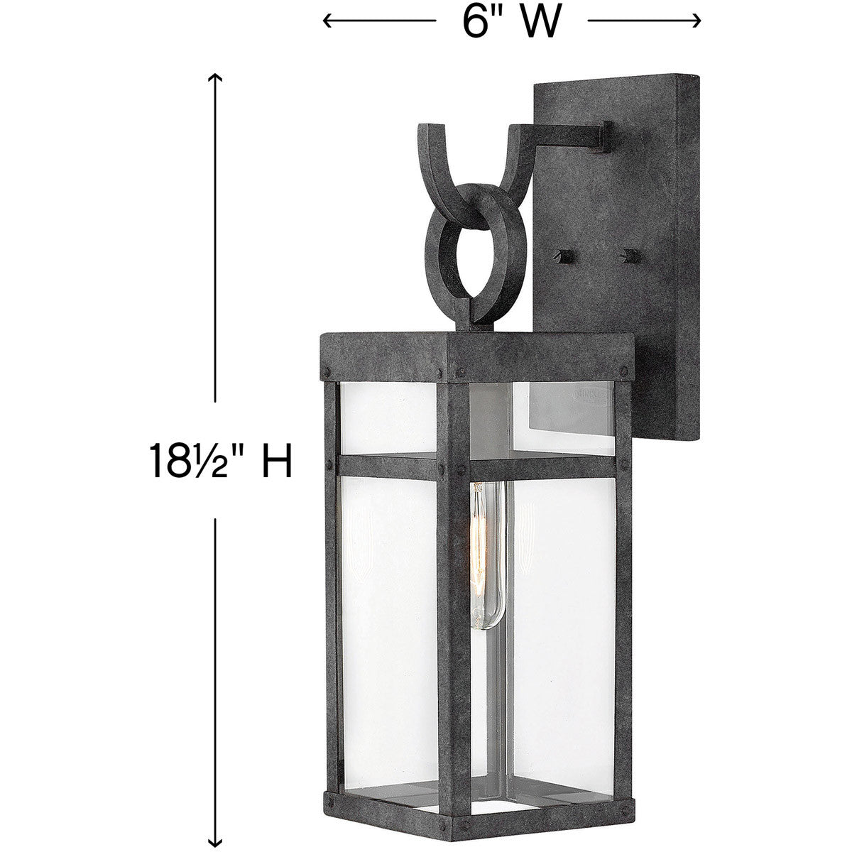 Hinkley Lighting Porter Small Wall Mount Lantern Aged Zinc 2800DZ