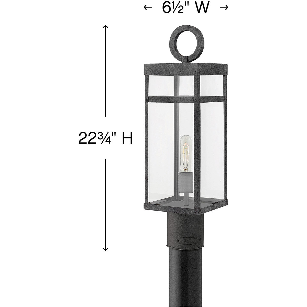 Hinkley Lighting Porter Medium Post Top or Pier Mount Lantern Aged Zinc 2801DZ