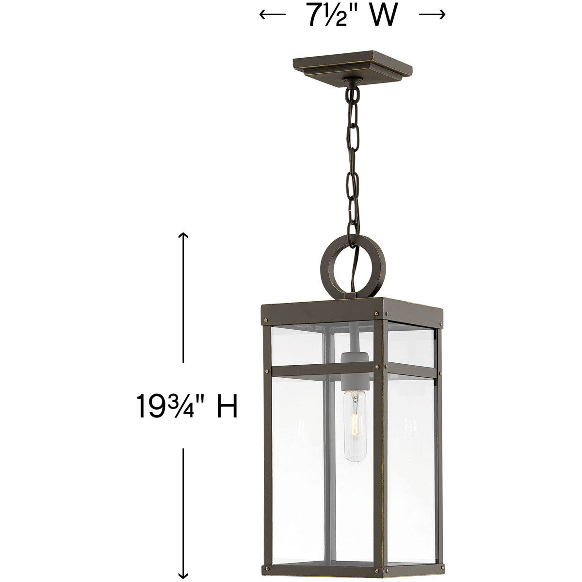 Hinkley Lighting Porter Medium Hanging Lantern Oil Rubbed Bronze 2802OZ