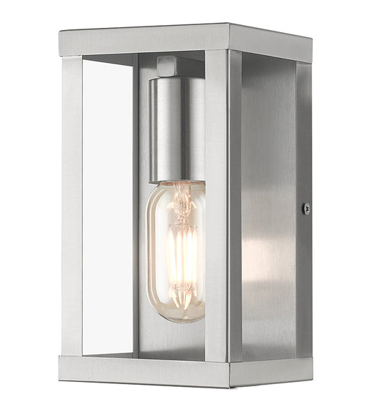 Livex Lighting Gaffney Collection 1 Light Brushed Nickel Outdoor ADA Small Wall Lantern 28031-91