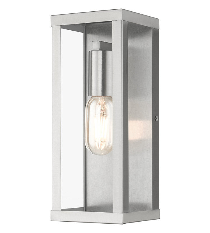 Livex Lighting Gaffney Collection 1 Light Brushed Nickel Outdoor ADA Medium Wall Lantern 28032-91