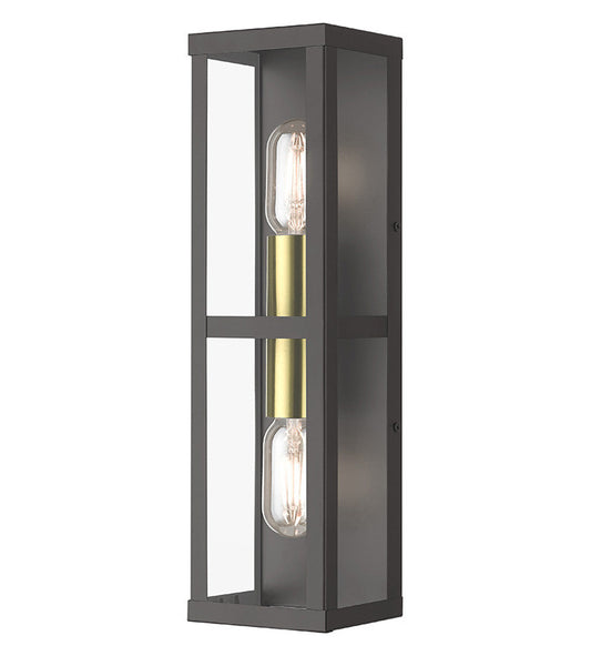 Livex Lighting Gaffney Collection 1 Light Bronze Outdoor ADA Wall Lantern with Antique Gold Finish Accents 28033-07