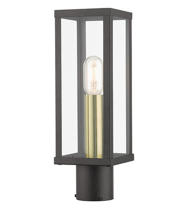 Livex Lighting Gaffney Collection 1 Light Bronze Outdoor Post Top Lantern with Antique Gold Finish Accents 28034-07