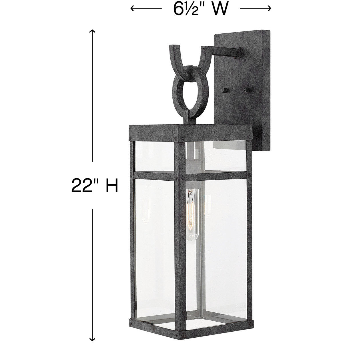 Hinkley Lighting Porter Medium Wall Mount Lantern Aged Zinc 2804DZ