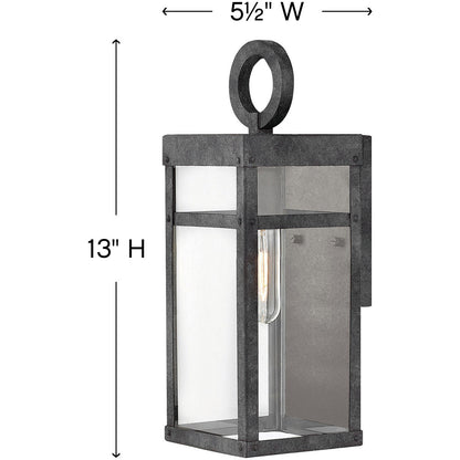 Hinkley Lighting Porter Extra Small Wall Mount Lantern Aged Zinc 2806DZ