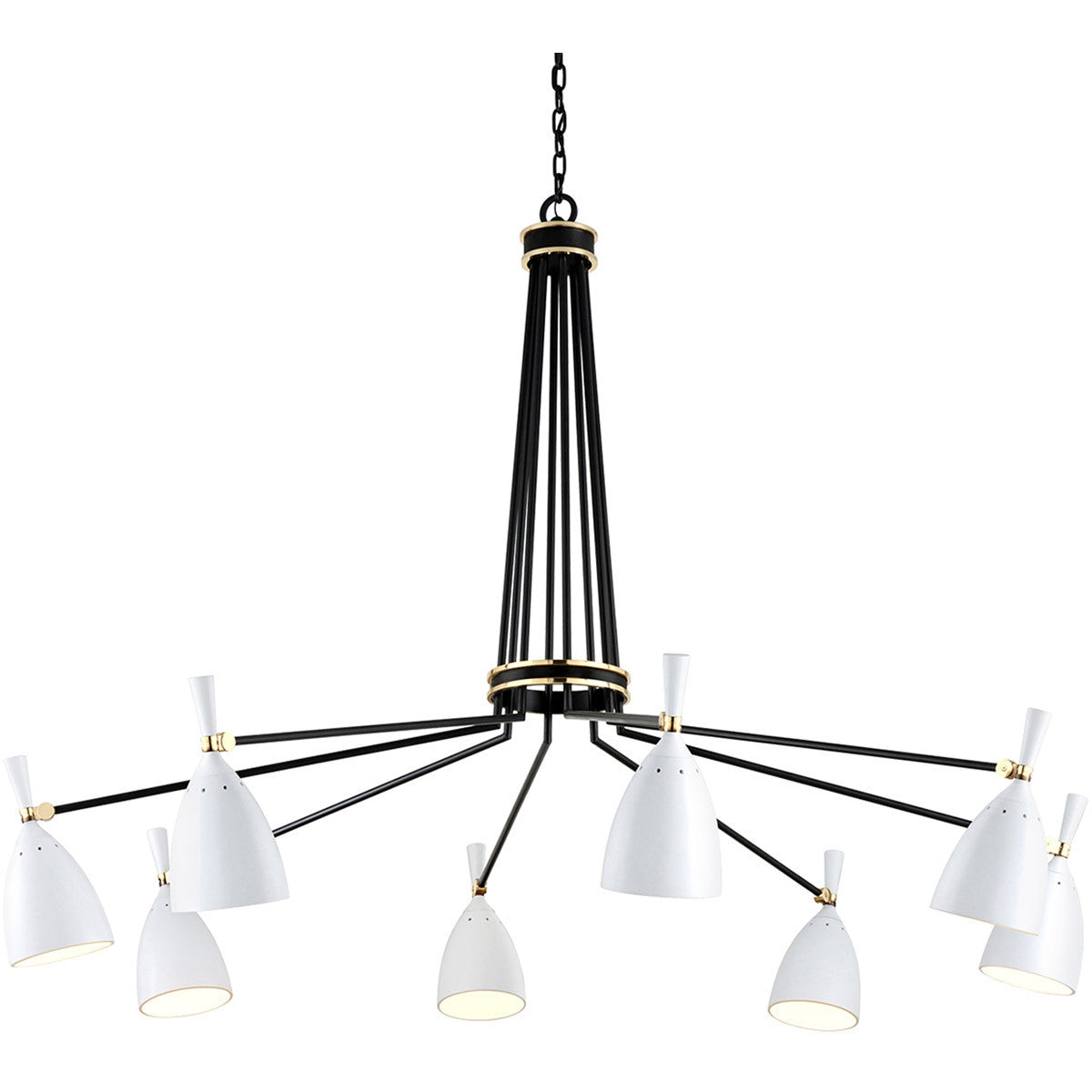 Corbett Lighting Utopia Chandelier in Black Brass Off White Shades 281-08