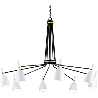 Corbett Lighting Utopia Chandelier in Black Brass Off White Shades 281-08