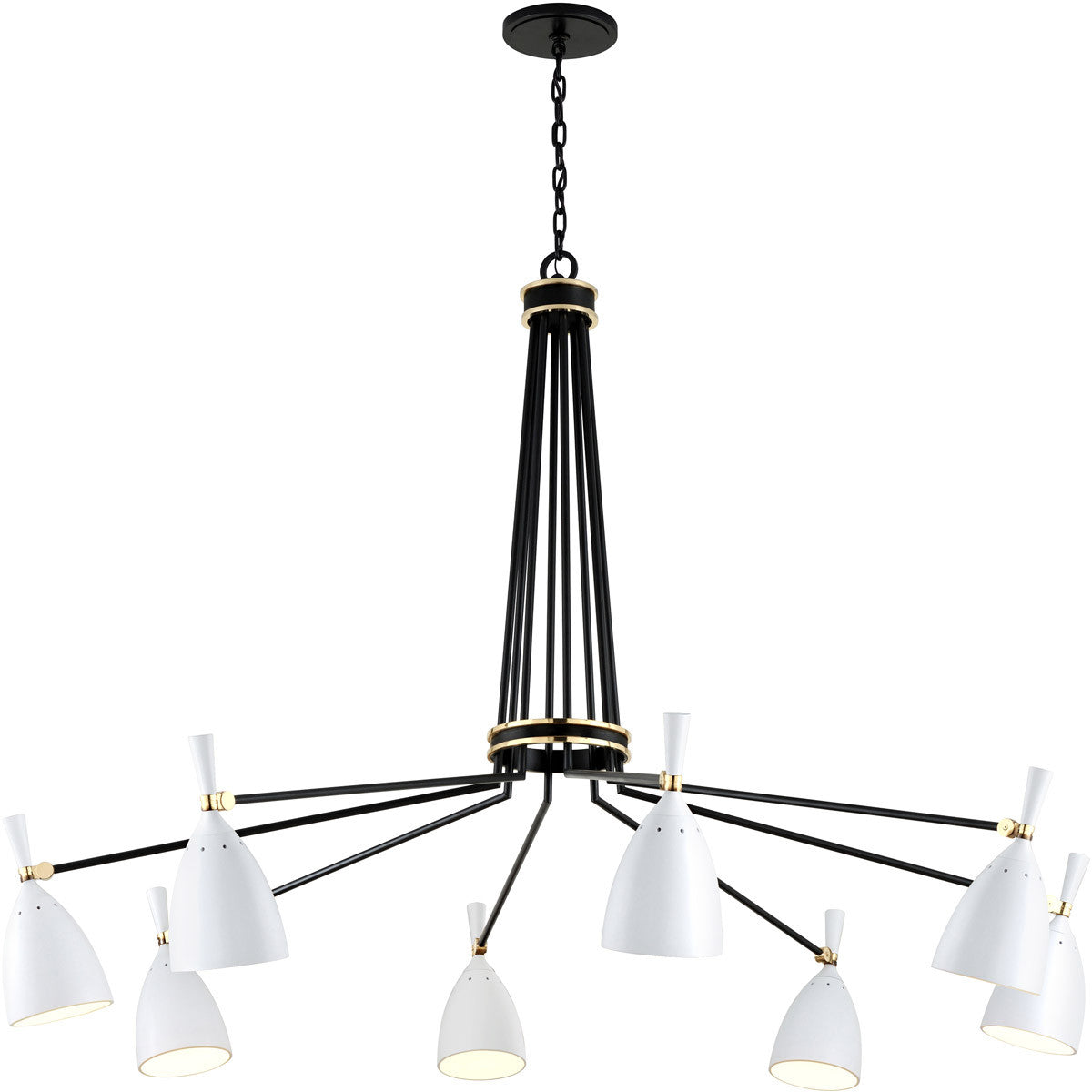 Corbett Lighting Utopia Chandelier in Black Brass Off White Shades 281-08