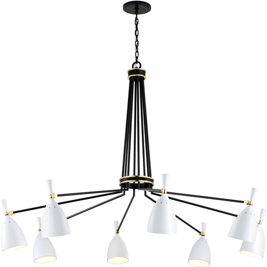 Corbett Lighting Utopia Chandelier in Black Brass Off White Shades 281-08