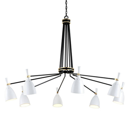 Corbett Lighting Utopia Chandelier in Black Brass Off White Shades 281-08