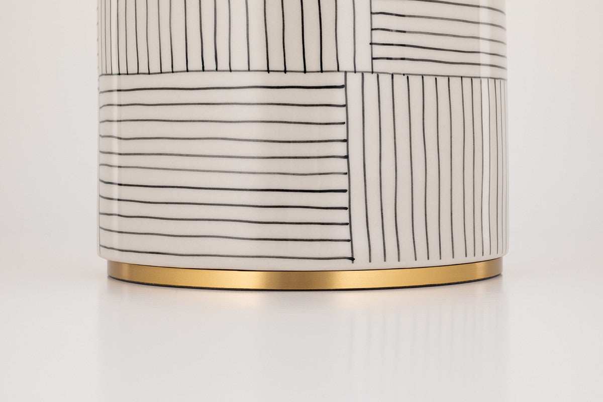 Hudson Valley Lighting Borneo Table Lamp in Aged Brass/stripe Combo L1376-AGB/ST