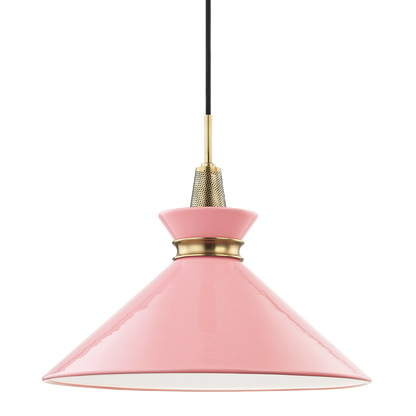 Mitzi 1 Light Pendant in Aged Brass/Pink H251701L-AGB/PK