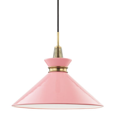 Mitzi 1 Light Pendant in Aged Brass/Pink H251701L-AGB/PK