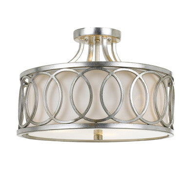 Crystorama Libby Langdon for Crystorama Graham 3 Light Antique Silver Ceiling Mount 285-SA