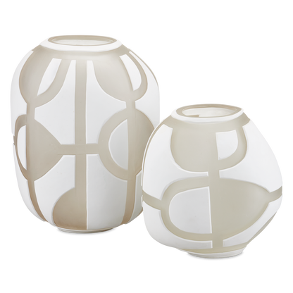 Currey & Co. Art Decortif White Vase Set of 2 1200-0814