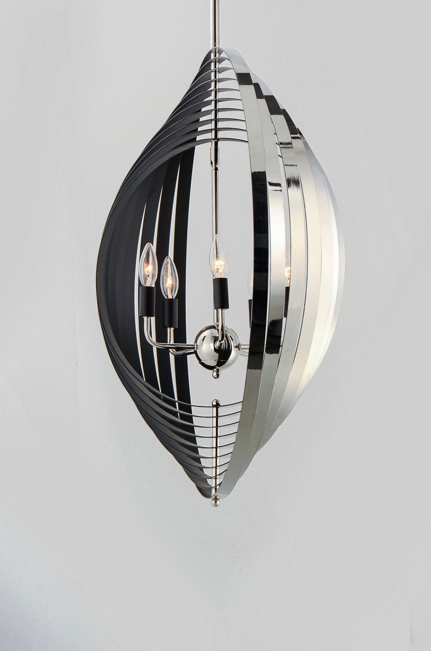 Maxim Radial 5-Light Pendant in Polished Nickel / Black 28675PNBK