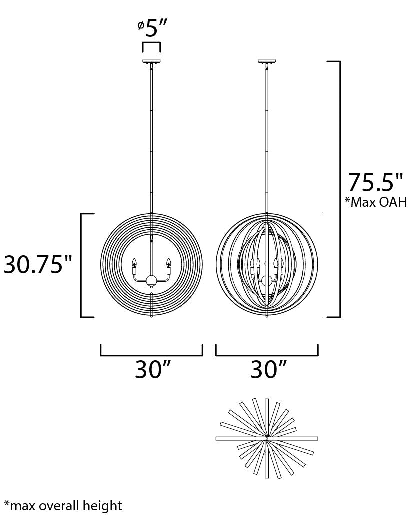 Maxim Radial 5-Light Pendant in Polished Nickel / Black 28675PNBK