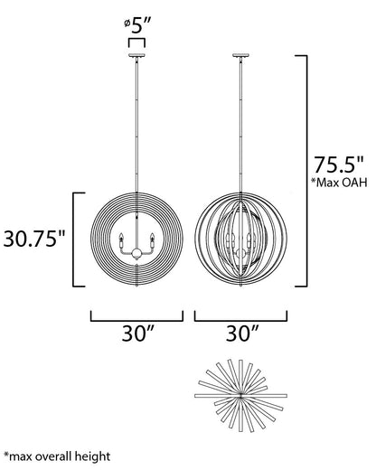 Maxim Radial 5-Light Pendant in Polished Nickel / Black 28675PNBK