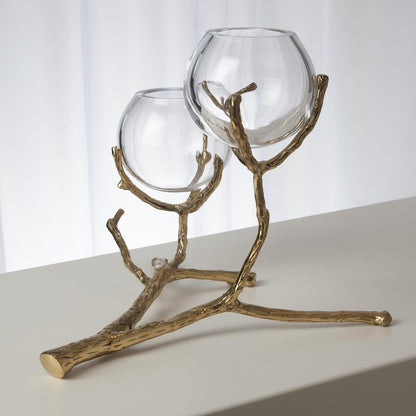 Global Views Twig 2 Vase Holder Brass 9.92655